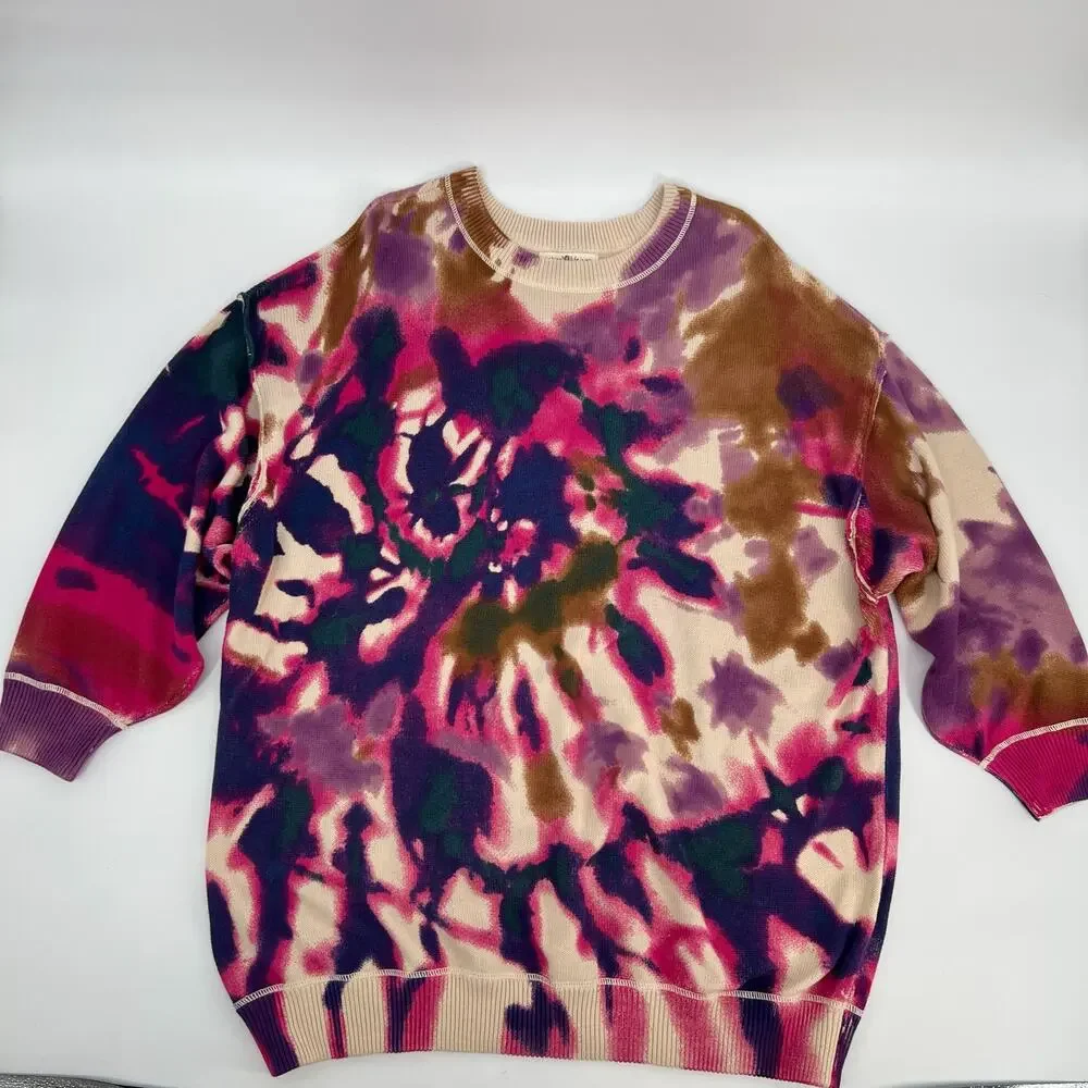 Natural Life Taylor Oversized Sweater in Sunrise Tie Dye Womens L/XL Multicolor - Picture 4 of 9